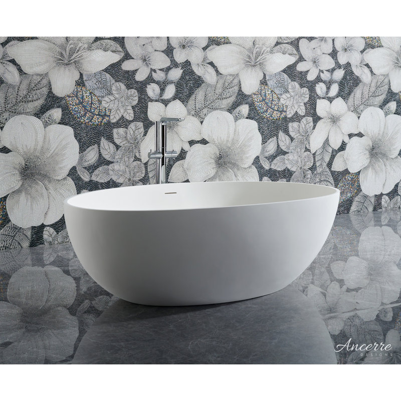 CONTOURE 63" Freestanding Solid Surface Bathtub in White
