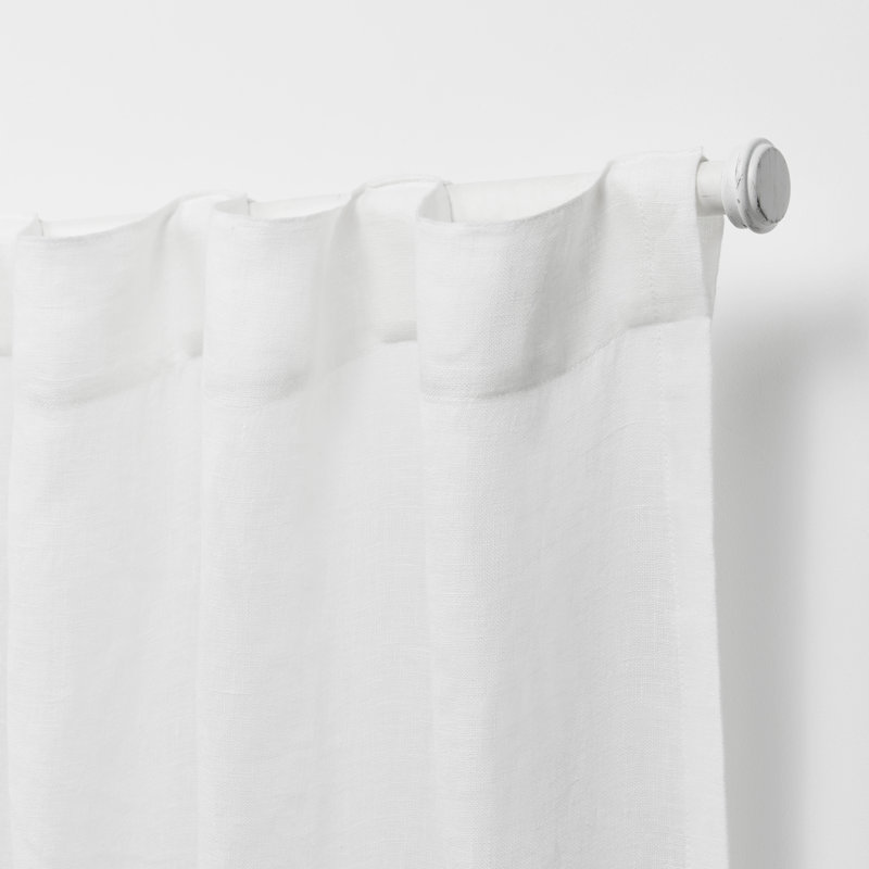 Lauren Ralph Lauren Engel Solid 100% Linen Sheer Back Tab/Rod Pocket Curtain Panel, White, 54" x 108"