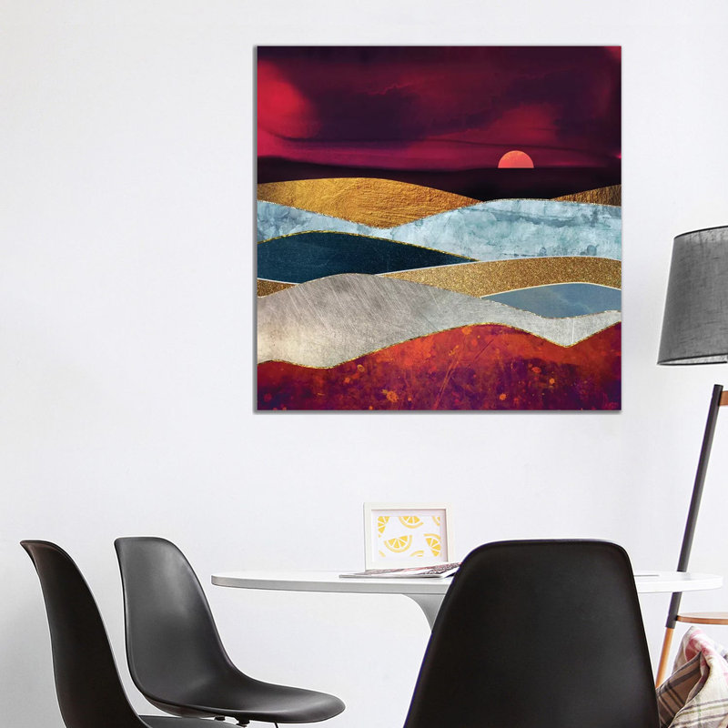 Crimson Sky - Print on Canvas, 30.48 cm H x 30.48 cm W, No Framed