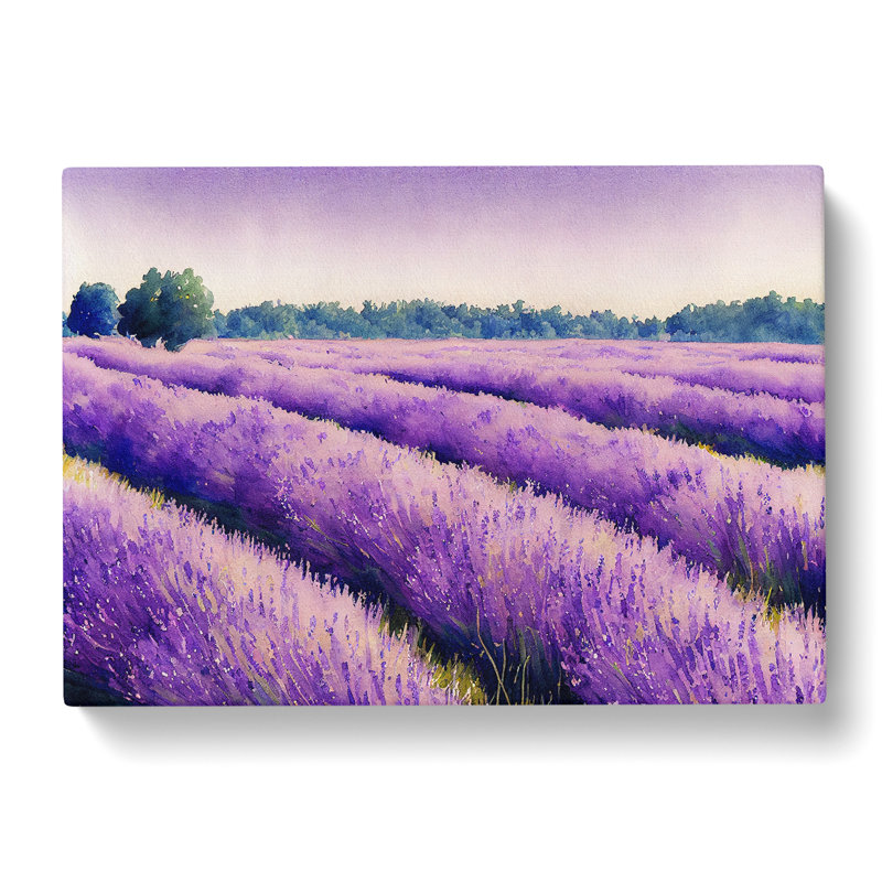 Lavender Field Watercolour Vol.1 - Wrapped Canvas, 35cm H x 50cm W x 3cm D