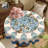 Light Blue Floral Design Washable Polyester Tablecloth
