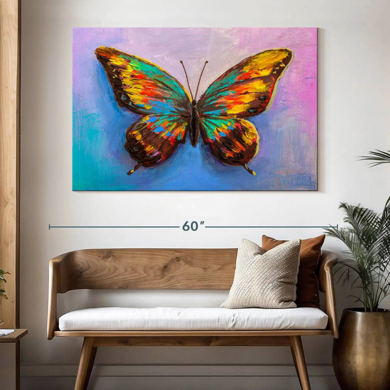 Brampt Vibrant Butterfly Painting, 34" H x 51" W