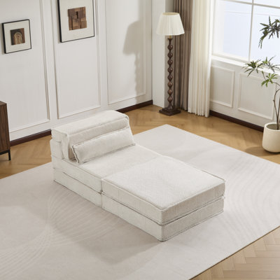 Canapé à compression, canapé-lit convertible au sol, canapé modulaire sans os Diy, aucun assemblage requis, tissu polaire circulaire, siège simple surdimensionné avec 1 coussin et 1 repose-pieds
