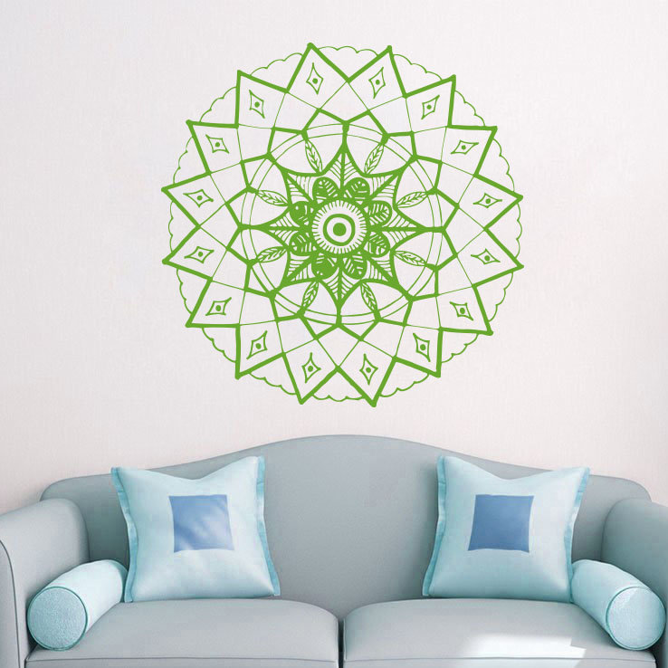 Adhésif décoratif mandala yoga, H 20 po x l 22 po, Vert citronnier