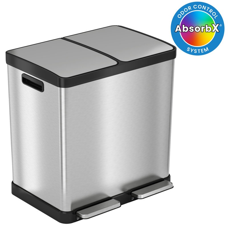 16 Gallon Stainless Steel Dual Step Kitchen Trash Can