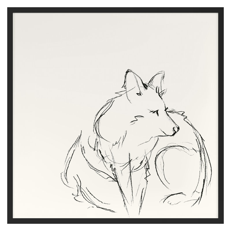 Fox Sketch 1 Print by Katie Todaro, Black Framed, 30" H x 30" W