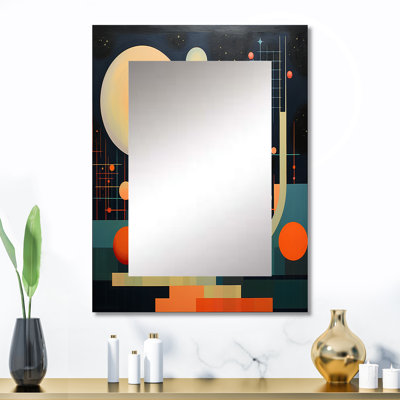 Pleine lune Visions Mid-Century géométrique abstrait - miroir mural moderne unique Mid-Century