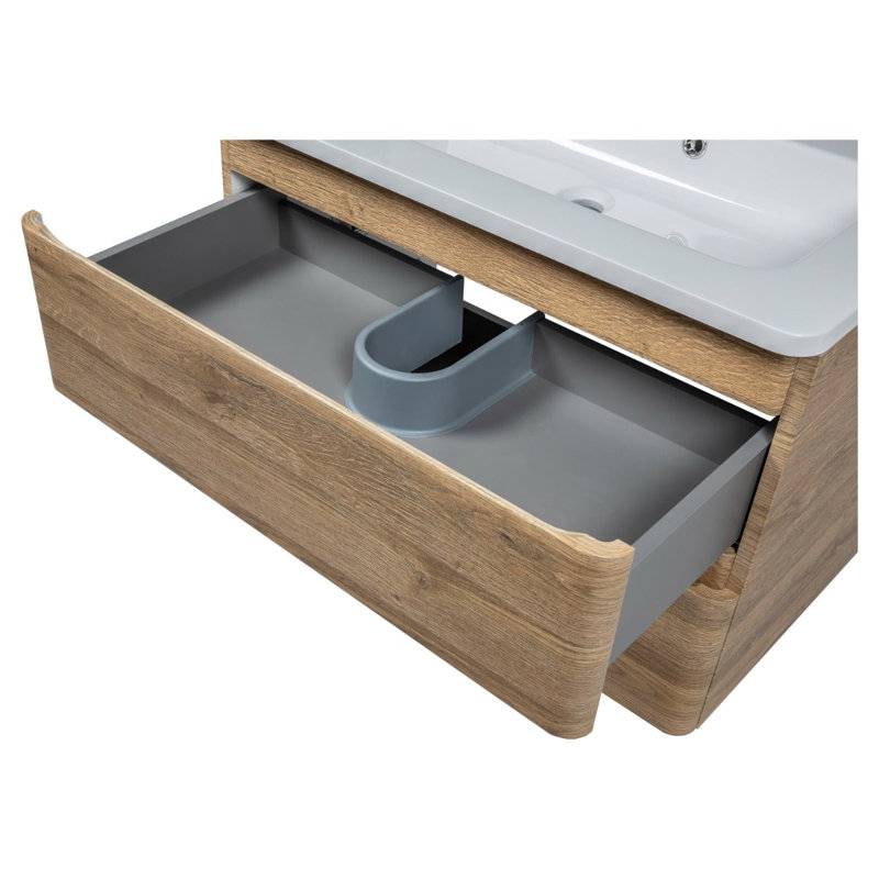 Meuble-lavabo simple avec plateau 27,3 po Hamlen, Teck naturel