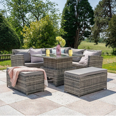 Debbagh Square 9 - Person 89cm Lift-up Long Dining Set