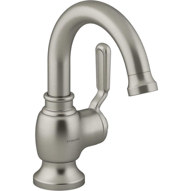 Robinet de lavabo pour salle de bain à poignée simple Ludington, Nickel brossé éclatant
