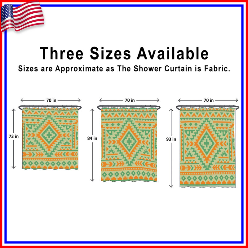 Southwestern Geometric Pattern Shower Curtains Extra Long, 70in W x 84in H