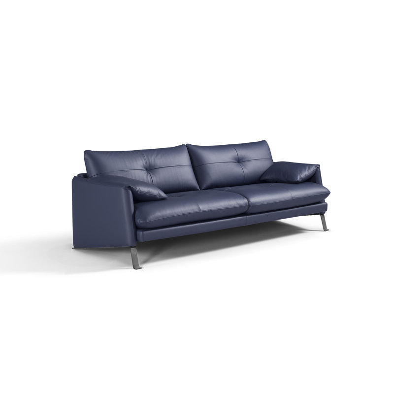 Cullman Upholstered 86'' Sofa, Blue Prussia Genuine Leather