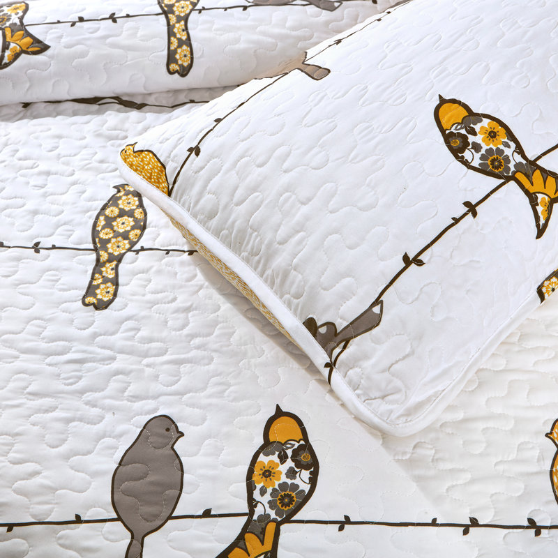 Jeté Rowley Birds, Grand, Jaune / gris