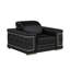 Fauteuil club 47 po en cuir véritable noir et argent