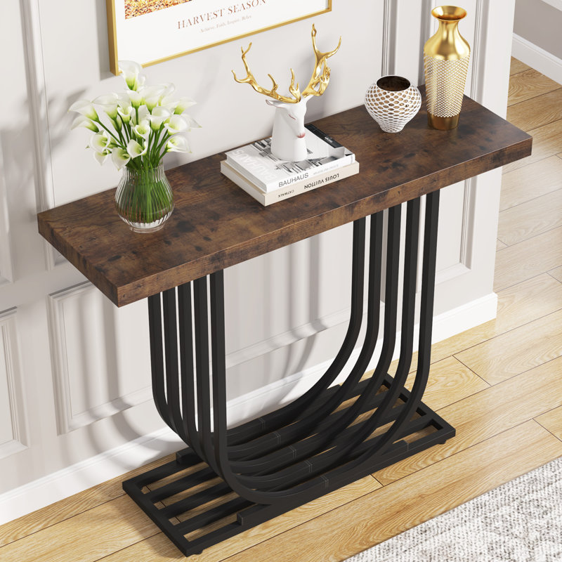 Morrisey 100cm Console Table, Rustic Brown, Black