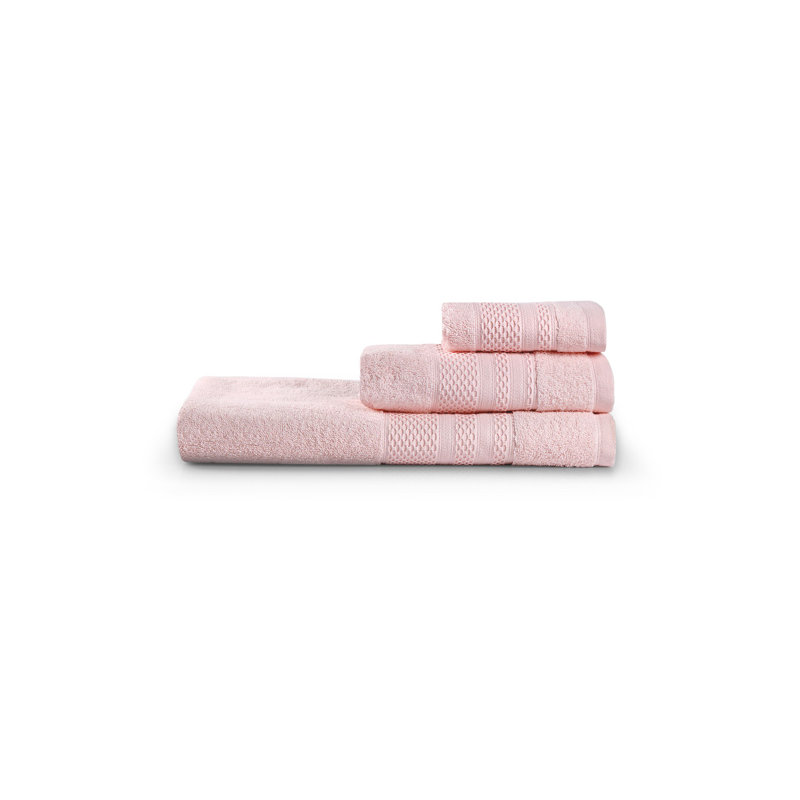 Luxurious 3-Piece Towel Set, Powder Color | 100% Cotton, Bath Towel 35.4 x 59.1 in, Hand Towel 19.7 x 35.4 in, Wash Towel 11.8 x 19.7 in | 450 GSM Soft & Absorbent | Gentle Care, Machine Washable, Perfect for Home & Spa