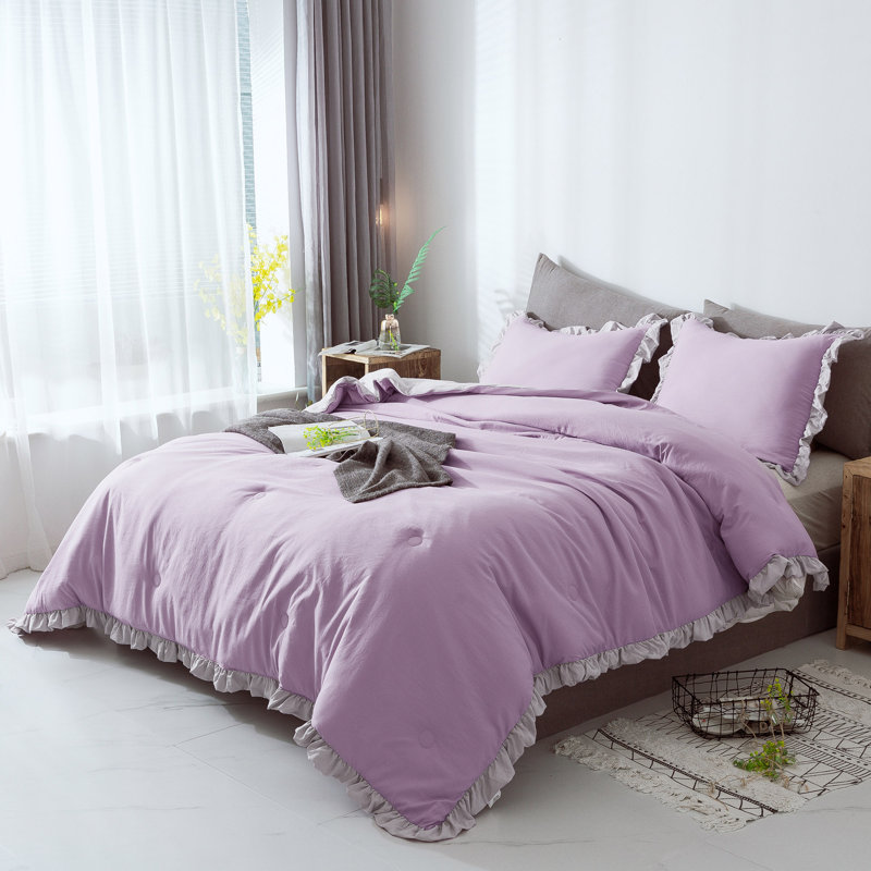 Polyester Comforter, Queen Comforter + 2 Standard Shams, Light Purple