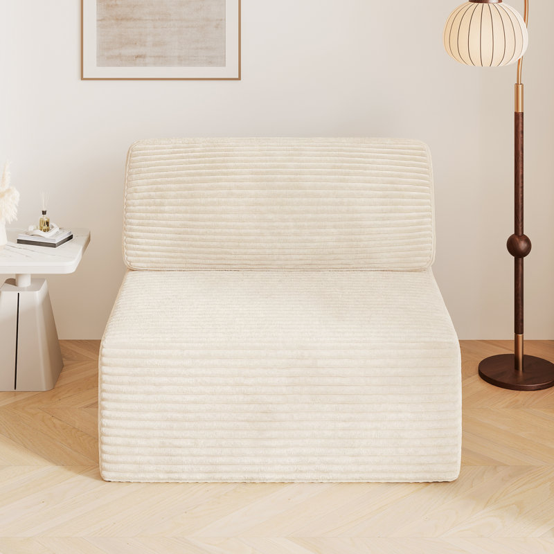 Fauteuil d'appoint modulaire en velours côtelé de 40 po sans assemblage requis avec éponge à double rebond, Beige