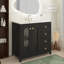Meuble-lavabo en bois aggloméré avec portes à fermeture douce, tablettes réglables et trois tiroirs