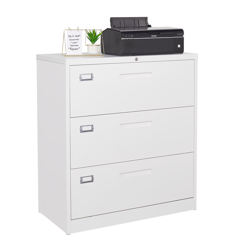 Karanfila 35.43'' Wide 3 -Drawer Steel File Cabinet, White