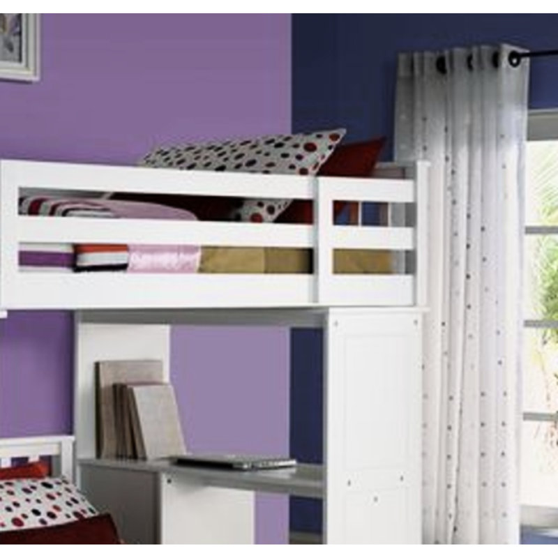 Lit mezzanine simple blanc - espace de rangement spacieux et confortable avec bureau