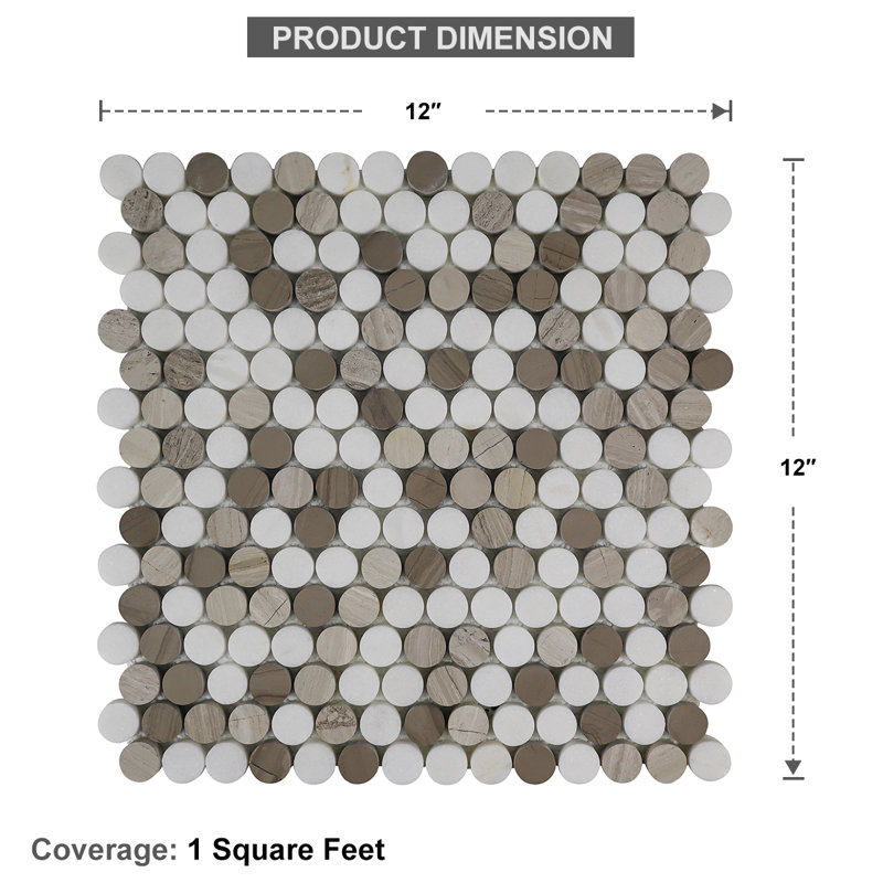 Gamelin 12" x 12" Mosaic Wall Tile