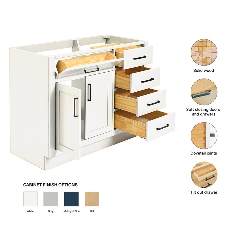 42" Single Bathroom Vanity Base only, White