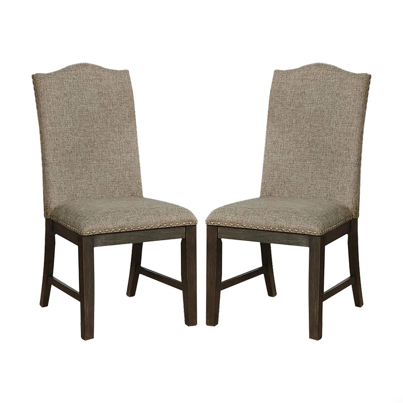 Ensemble de 2 chaises d'appoint à têtes de clous et siège rembourré en tissu de bois massif