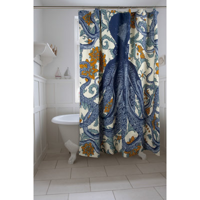 Rideau de douche en coton Evgenii Octopus