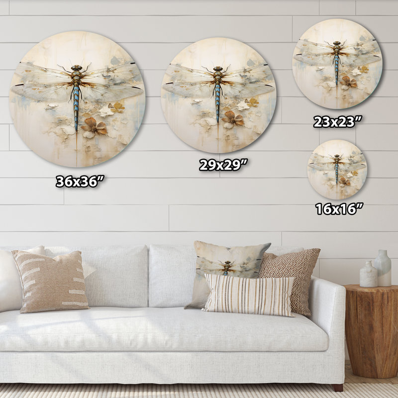 Dragonfly Delight III - animaux, art mural rond en métal, H 23 po x l 23 po