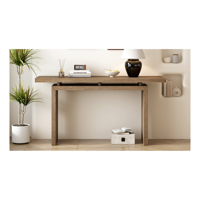 Console en placage de frêne de conception unique, de style simple et moderne, avec un plateau de table astucieux, convenant à un vestibule, un couloir, un salon, un vestibule