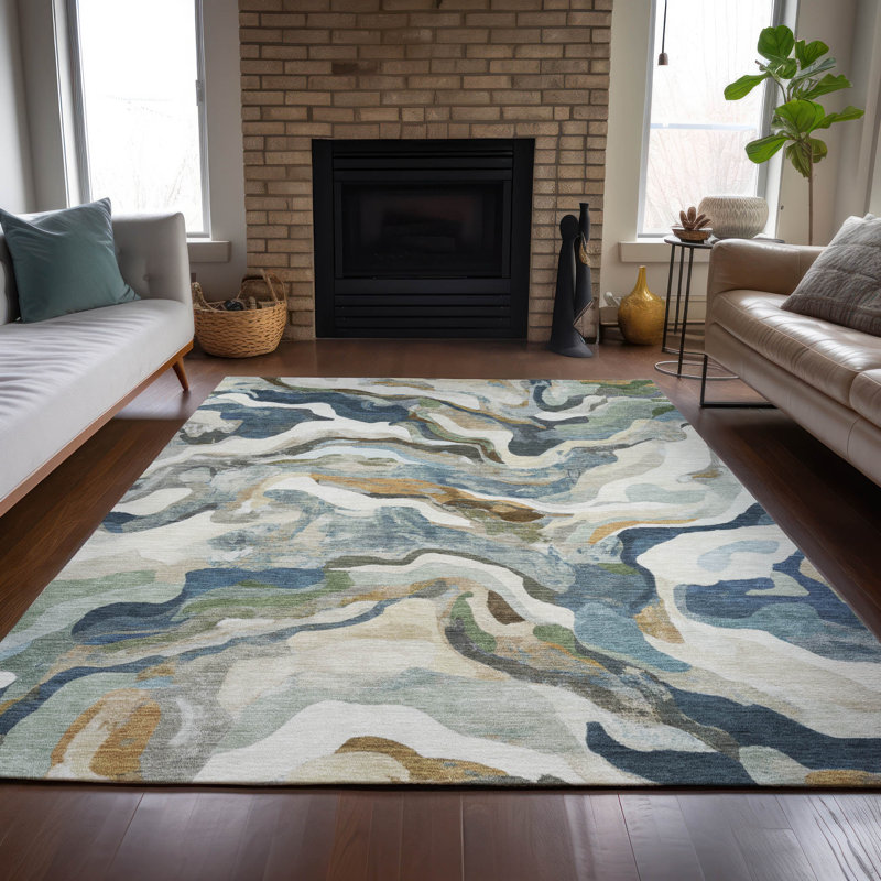 Machine Washable Indoor/Outdoor Oden ACN2162 Modern Rug, Rectangle 5 pi x 7 pi 6 po