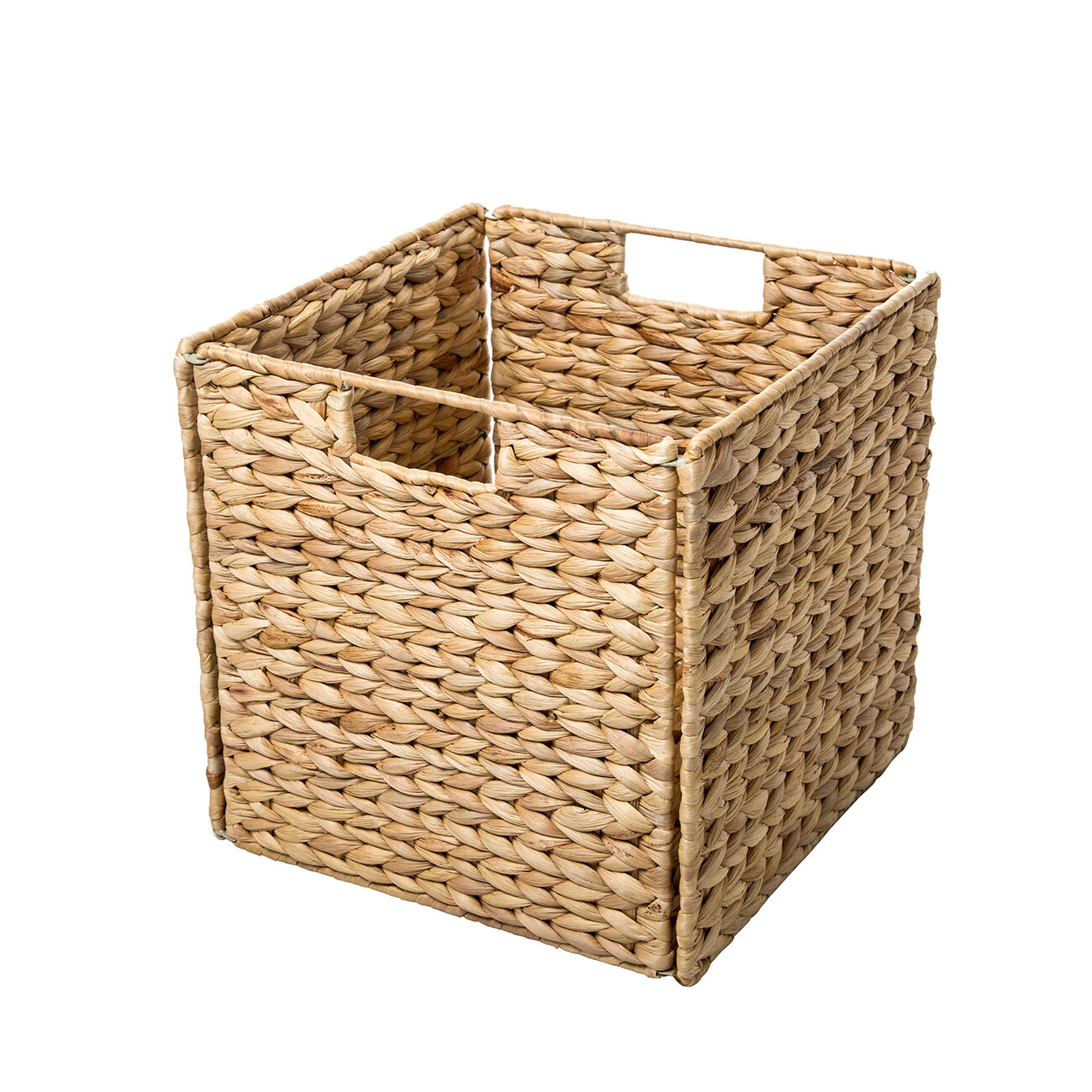 Highland Dunes Foldable Hyacinth Storage Basket with Iron Wire Frame ...