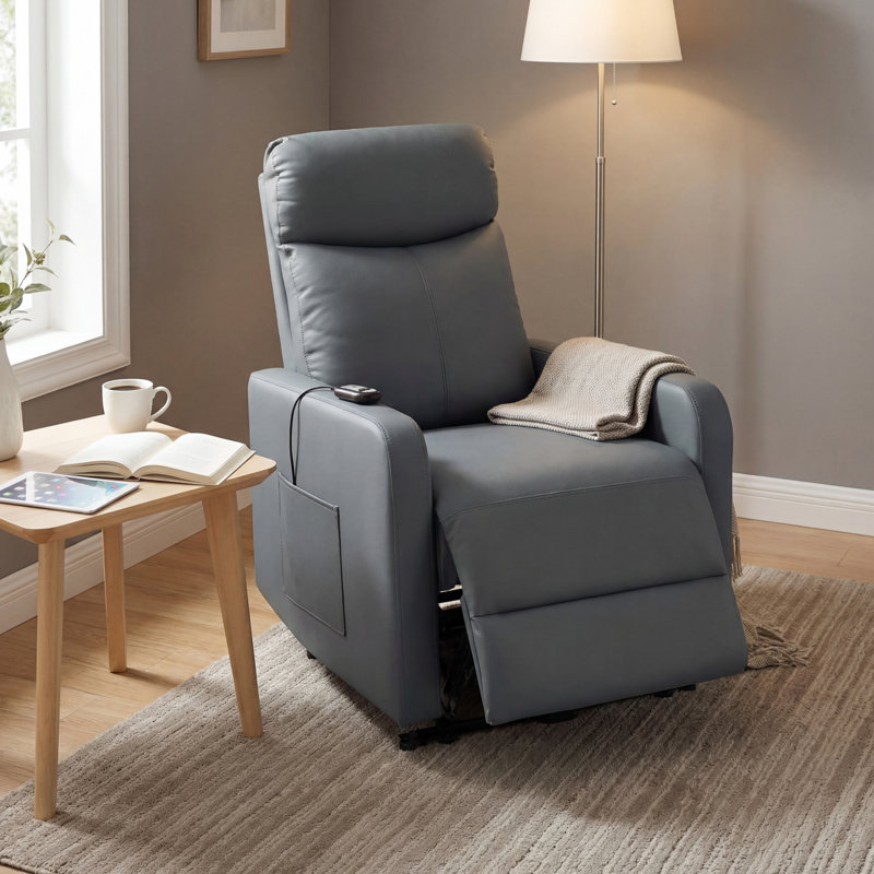 Fauteuil inclinable électrique Wall, Gris, Faux Leather