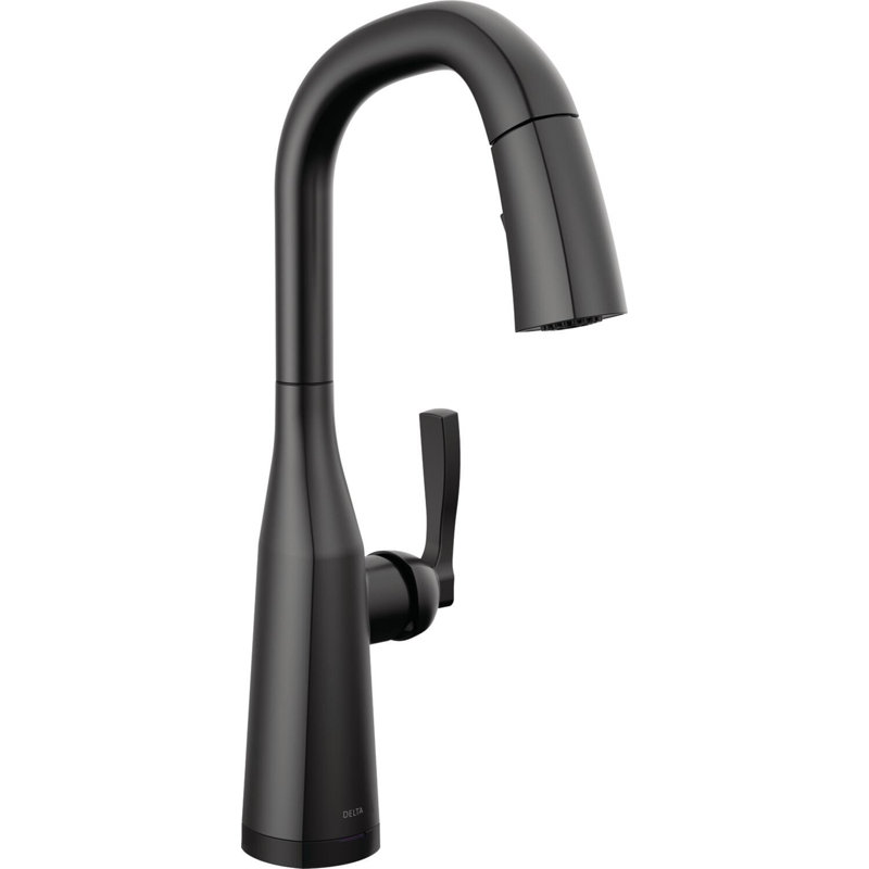 Robinet de bar escamotable tactile Stryke avec technologie Touch2O et avec accessoires, Noir mat