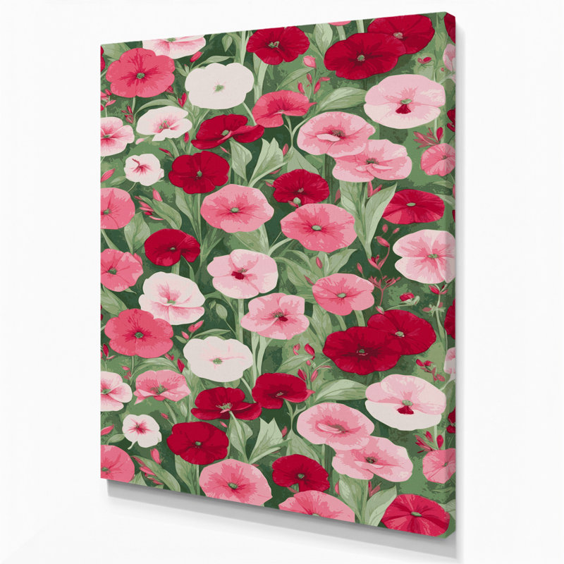 "Watercolor Botanical 34", art mural sur toile rose, H 11 po x l 14 po