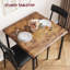 Ensemble table et chaises 3 pièces pour 2 personnes - Table de cuisine carrée avec structure en métal et plateau en bois - 2 chaises rembourrées, gain de place pour appartement/studio - Brun classique