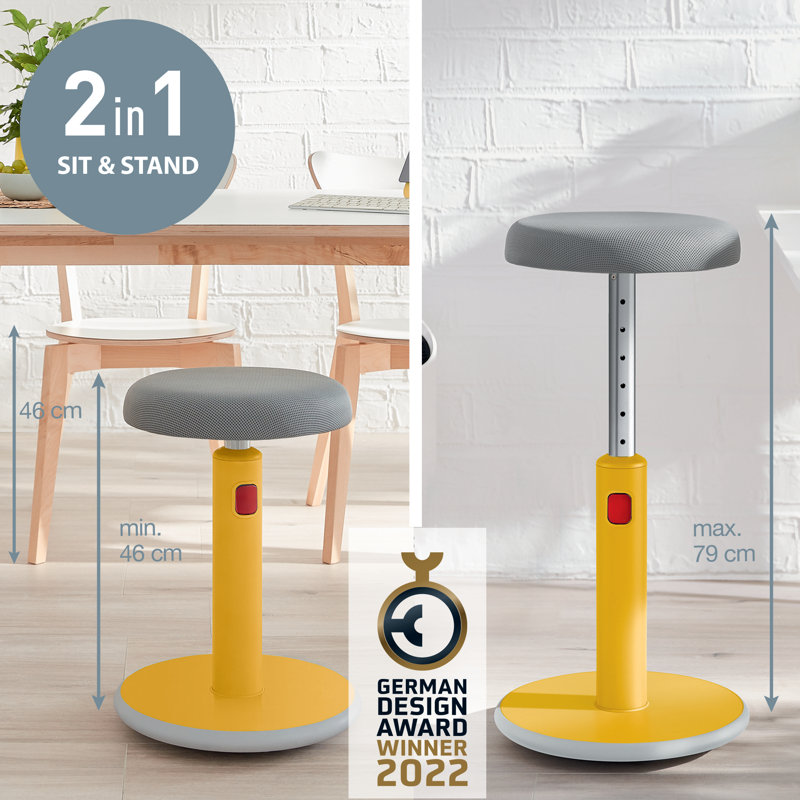 Adjustable Height Ergonomic Active Stool, Yellow