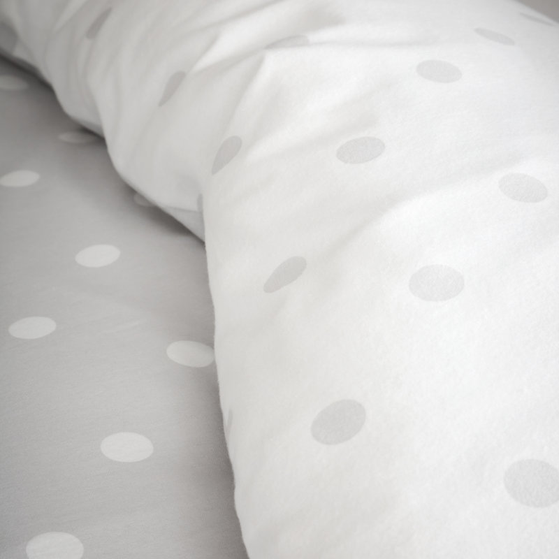 Brushed Polka Dot Cotton Reversible Duvet Cover Set, Full Duvet Cover + 2 Standard Pillowcases, Grey