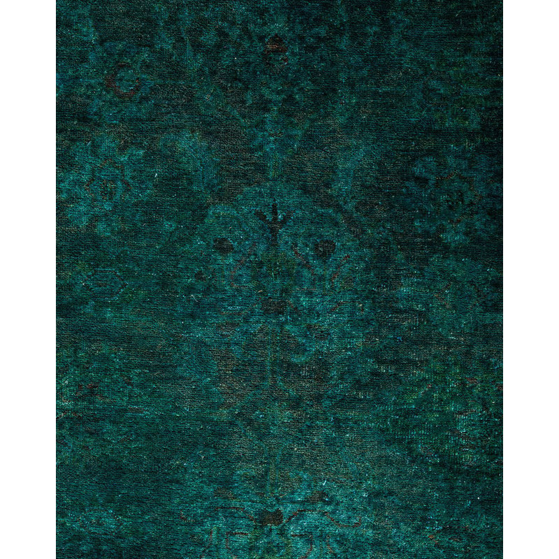 Tapis unique noué à la main Fine Vibrance - vert, 4 pi 1 po x 5 pi 10 po
