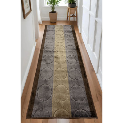 Tapis de couloir beige à motif géométrique sur mesure