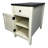 White+Black Side Table With Charging. Modern And Practical For Bedroom Living Charging Ports. Versatile Area