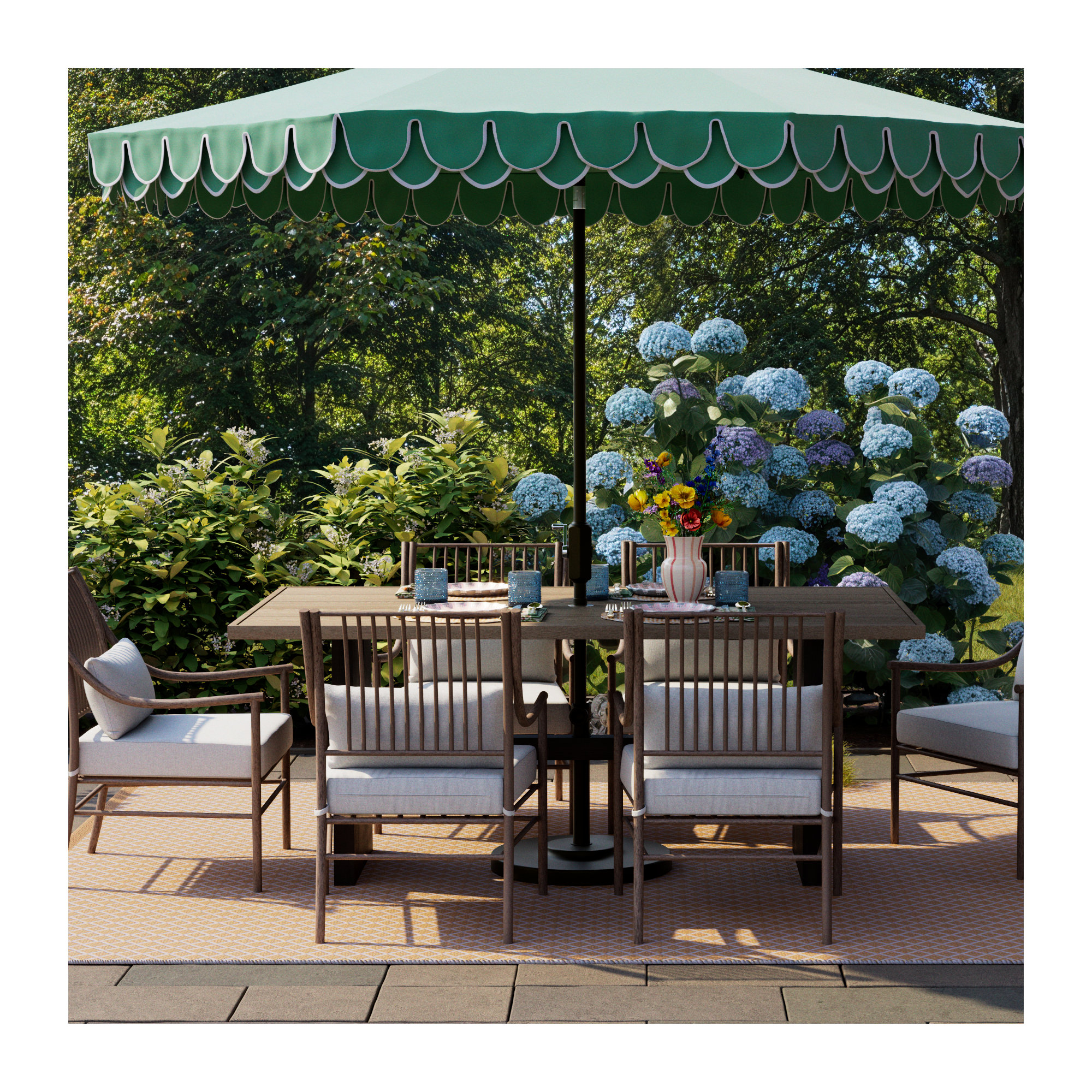 Iago Outdoor Umbrella, Brown, Hunter Green