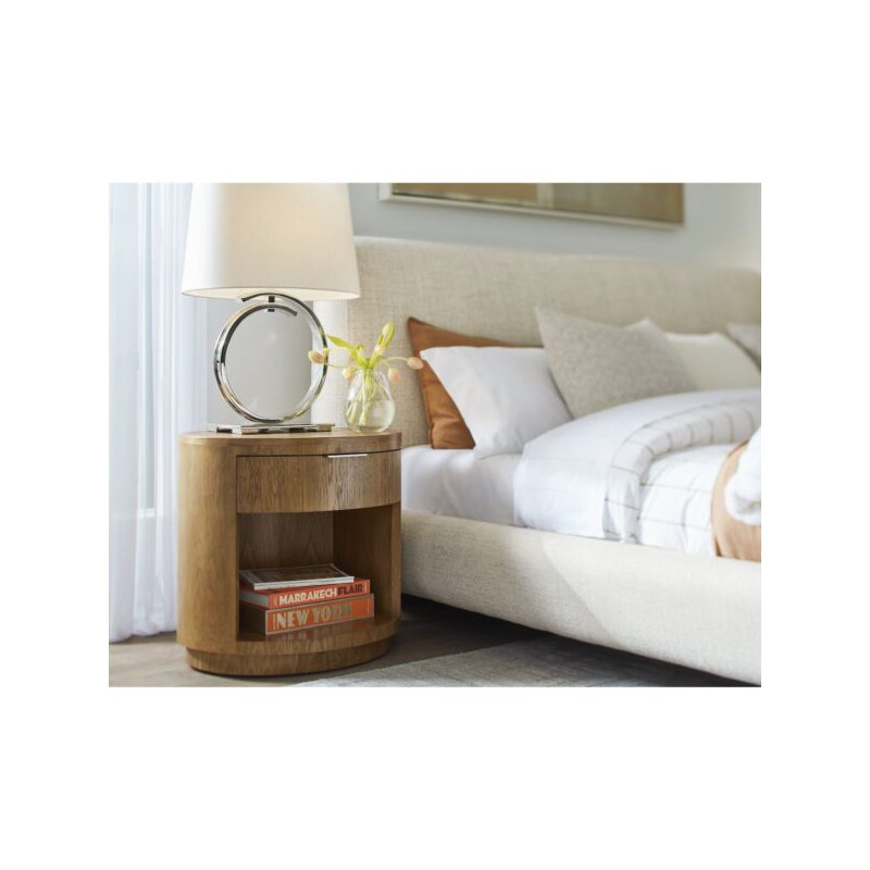 Crosby Polyester Upholstered with Solid Oak Taupe Queen Bed, Queen