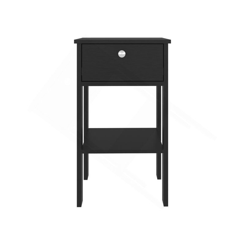 Table de chevet Newcastle avec un tiroir et une tablette ouverte, table de chevet moderne, Noir