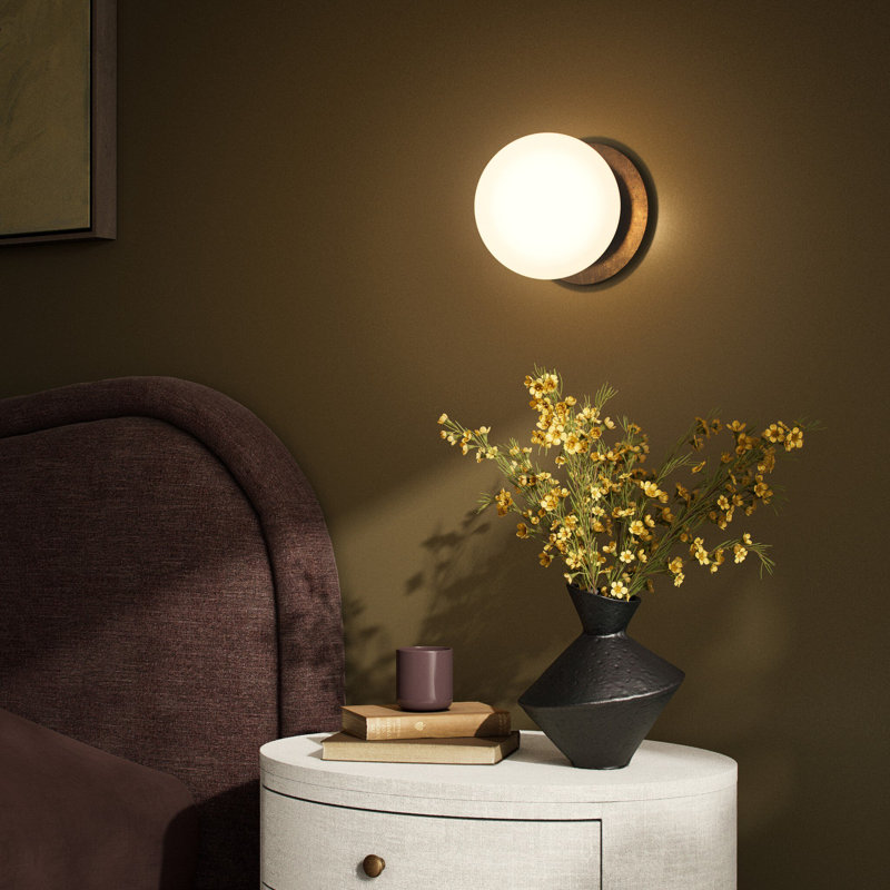 Pulsar 1 - Light Flush Mounted Sconce, 7.75" H x 7.75" W x 8.5" D, Heritage Bronze Brass