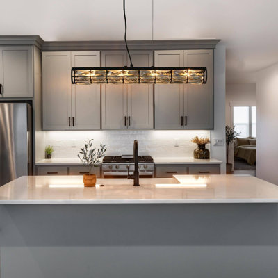 Éclairage pour îlot de cuisine 4 lumières avec détails en cristal