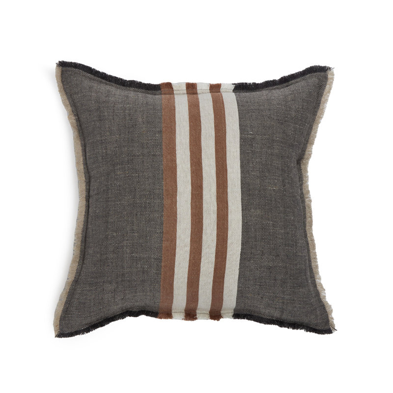 Benny Fringed Linen Reversible Throw Pillow