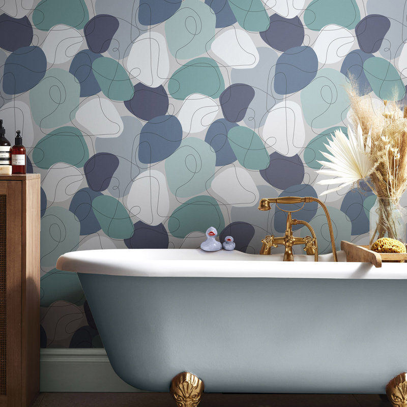 Geometric Wallpaper Double Roll, The Blues