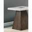 Table de bout carrée en bois de style contemporain avec base en marbre et plateau en noyer foncé et finition blanche